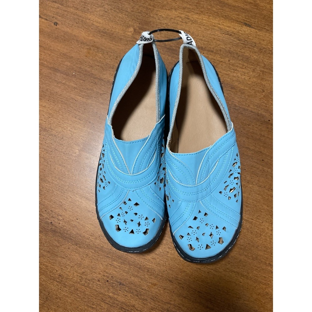 Proper Blue Slip-On‎ Women's Comfort Shoes Slip Resistant Geometric Cut-Out Flat
